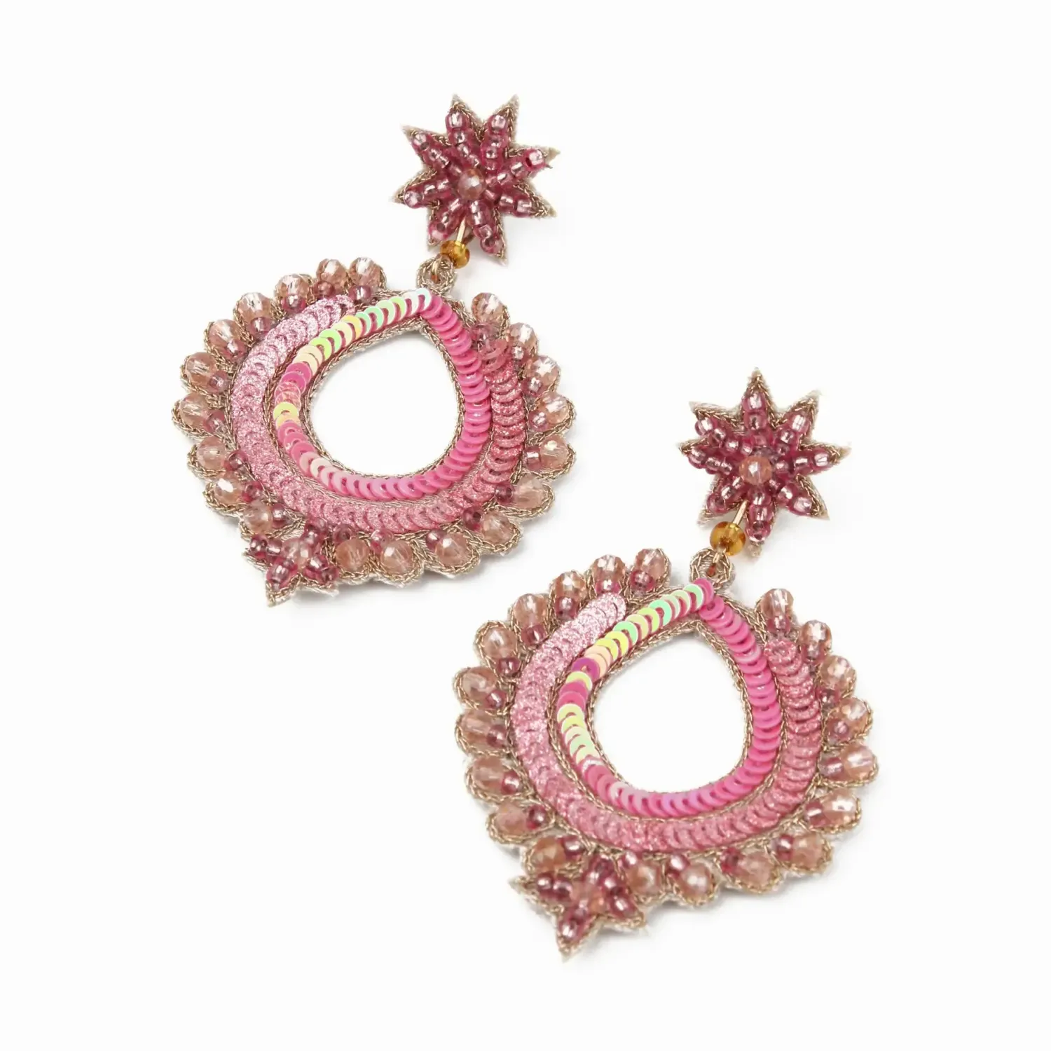 Pink Peacock Earrings