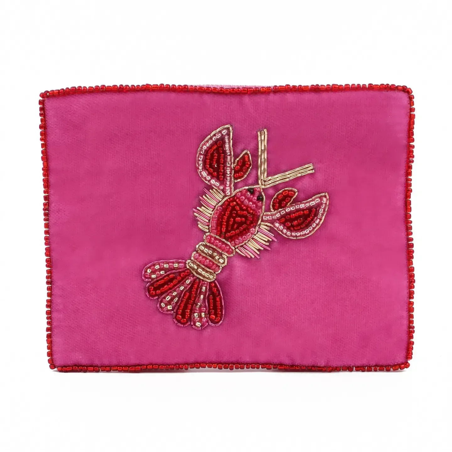 Lobster Love Beaded Pink Pouch (Small Size)