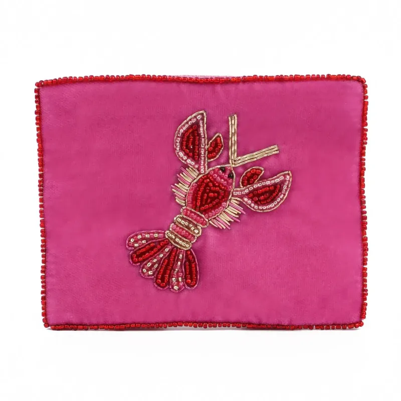 Lobster Love Beaded Pink Pouch (Small Size)