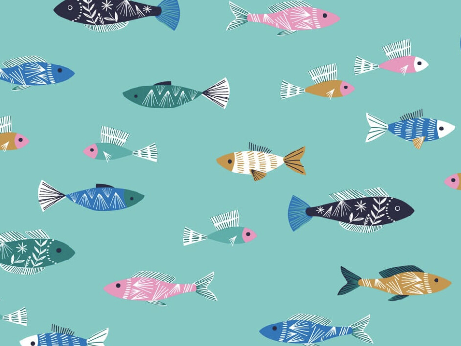 Baumwoll Webware  QUILTLINE  ÖKOTEX, Fische