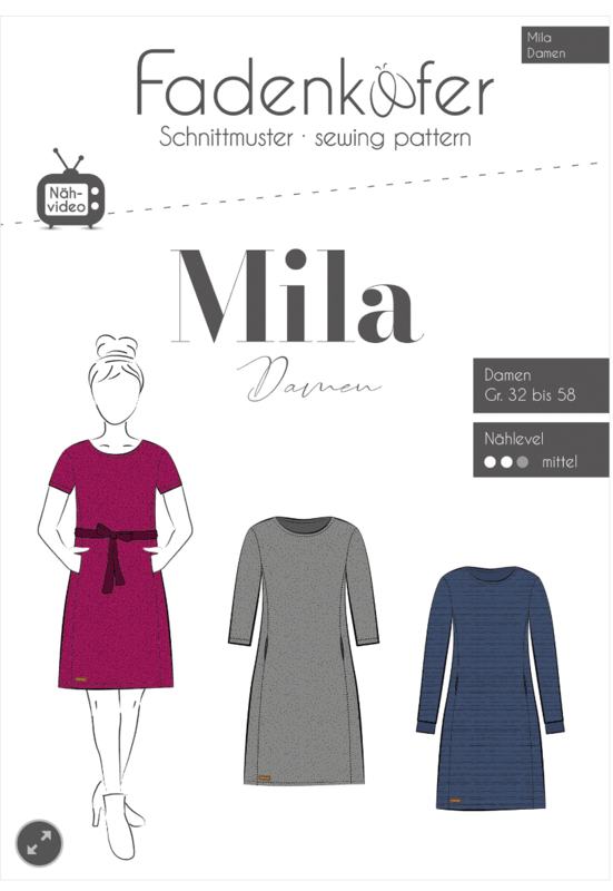 Papierschnittmuster Damen, Kleid Mila Papierschnittmuster Damen, Kleid Mila