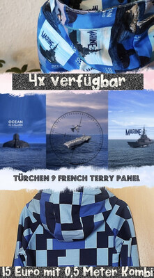 French Terry Panel Ökotex, Marine plus 0,5 Meter Begleitstoff