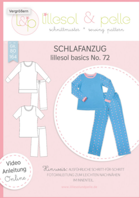 Papierschnittmuster Kinder, Schlafanzug lillesol basic No. 72