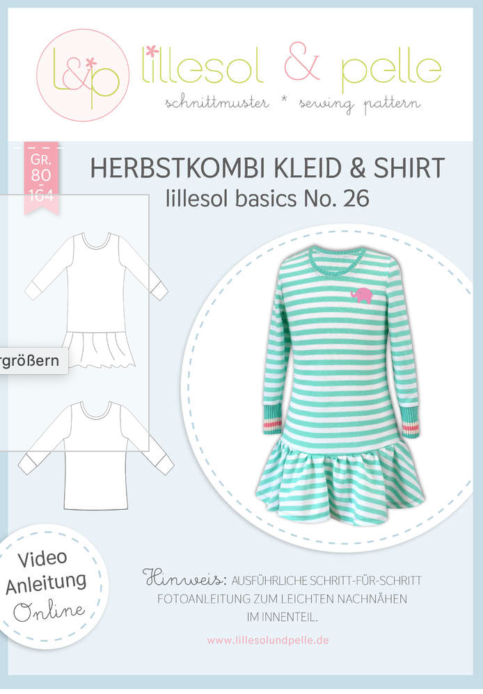 Papierschnittmuster  Kinder, Herbstkombi KLEID & SHIRT, lillesol basic No. 26