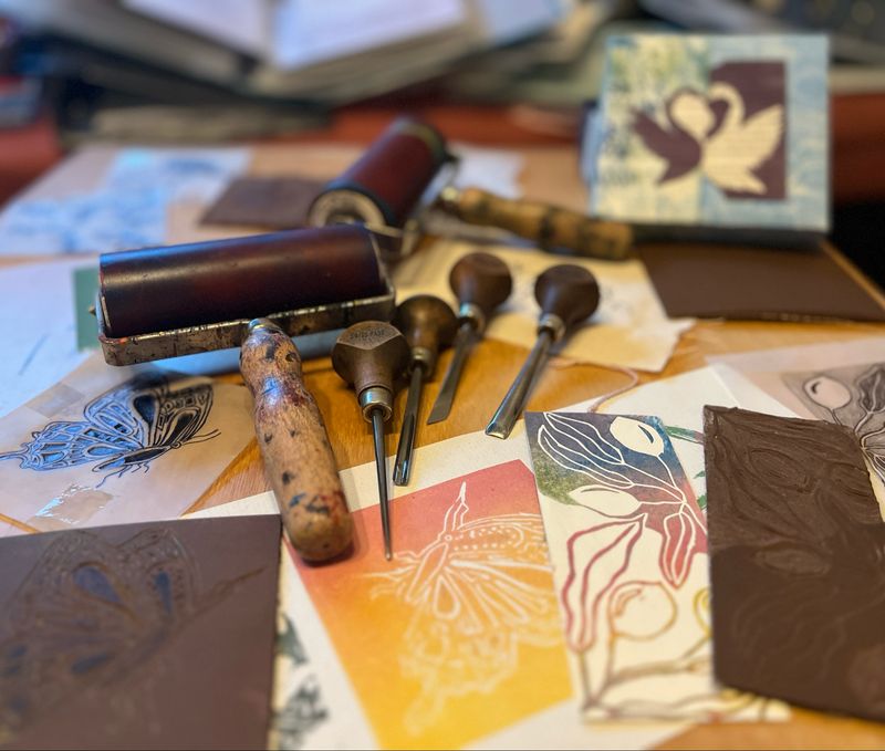 Stempeldruck, Workshop, 10:00 - 15:00 Uhr, 25.10.25, Inklusive Material