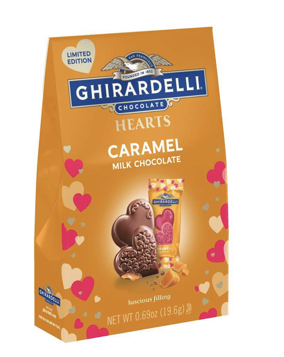 Ghirardelli Chocolate Hearts Caramel Milk Chocolate 19.6g America