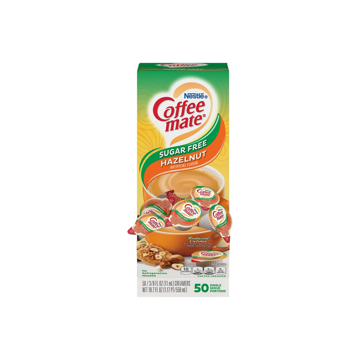 Coffee Mate Liquid Coffee Creamer Tubs Sugar Free Hazelnut 50Pack