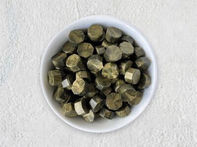 Sealing Wax Beads in Glass Bottle - Green-Gold