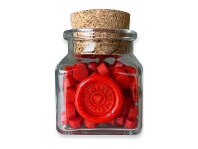 Sealing Wax Beads in Glass Bottle - Bright Red