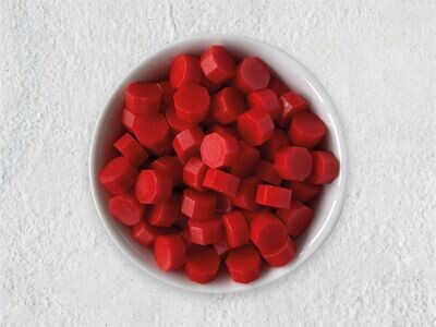 Sealing Wax Beads in Glass Bottle - Signal Red