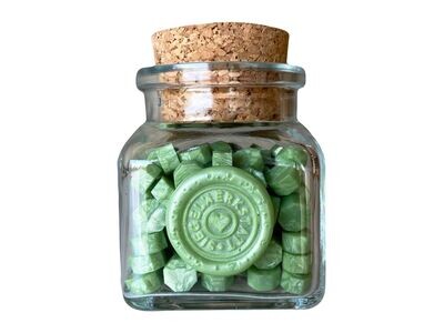 Sealing Wax Beads in Glass Bottle - Green