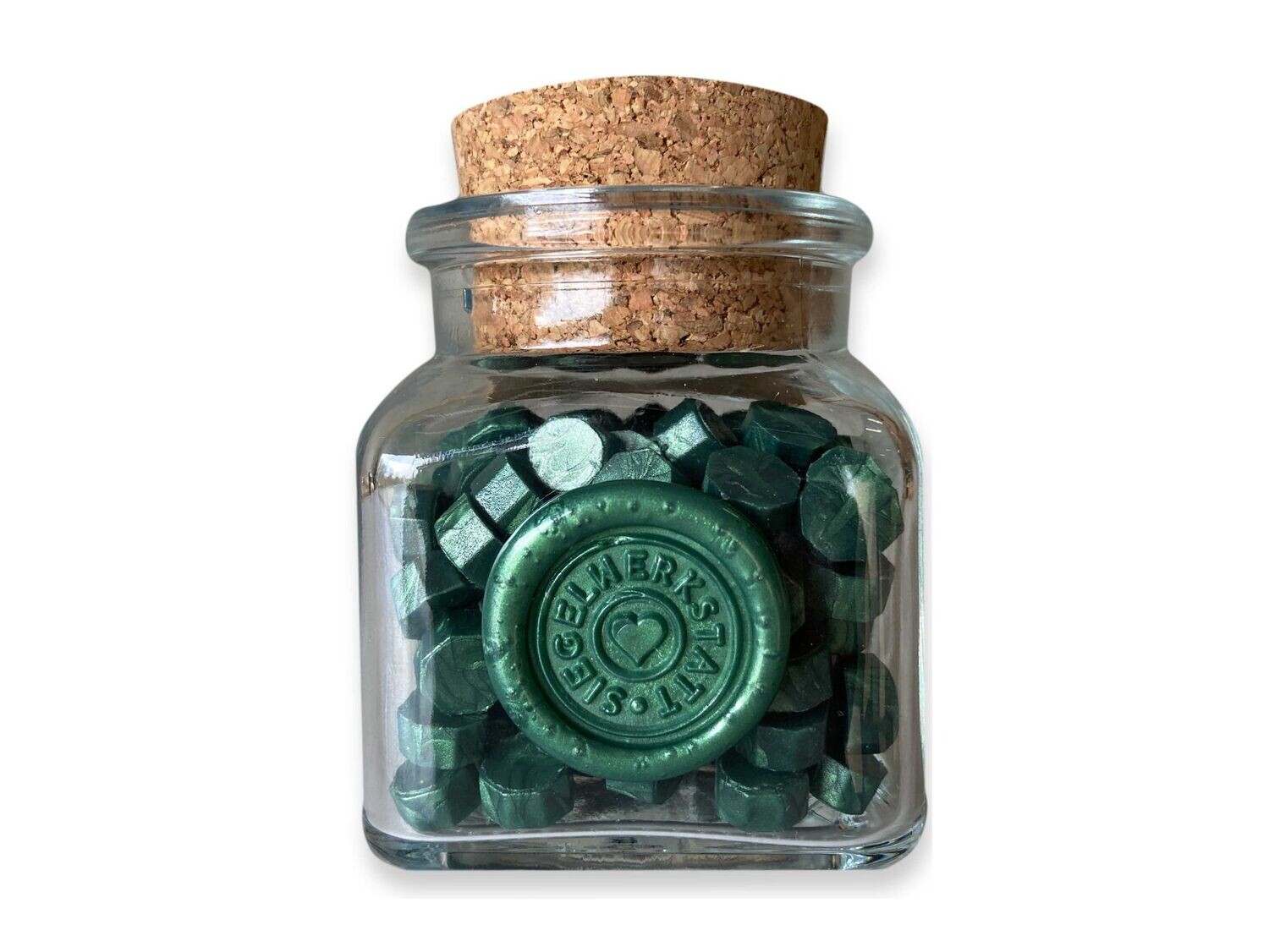 Sealing Wax Beads in Glass Bottle - Fern Green