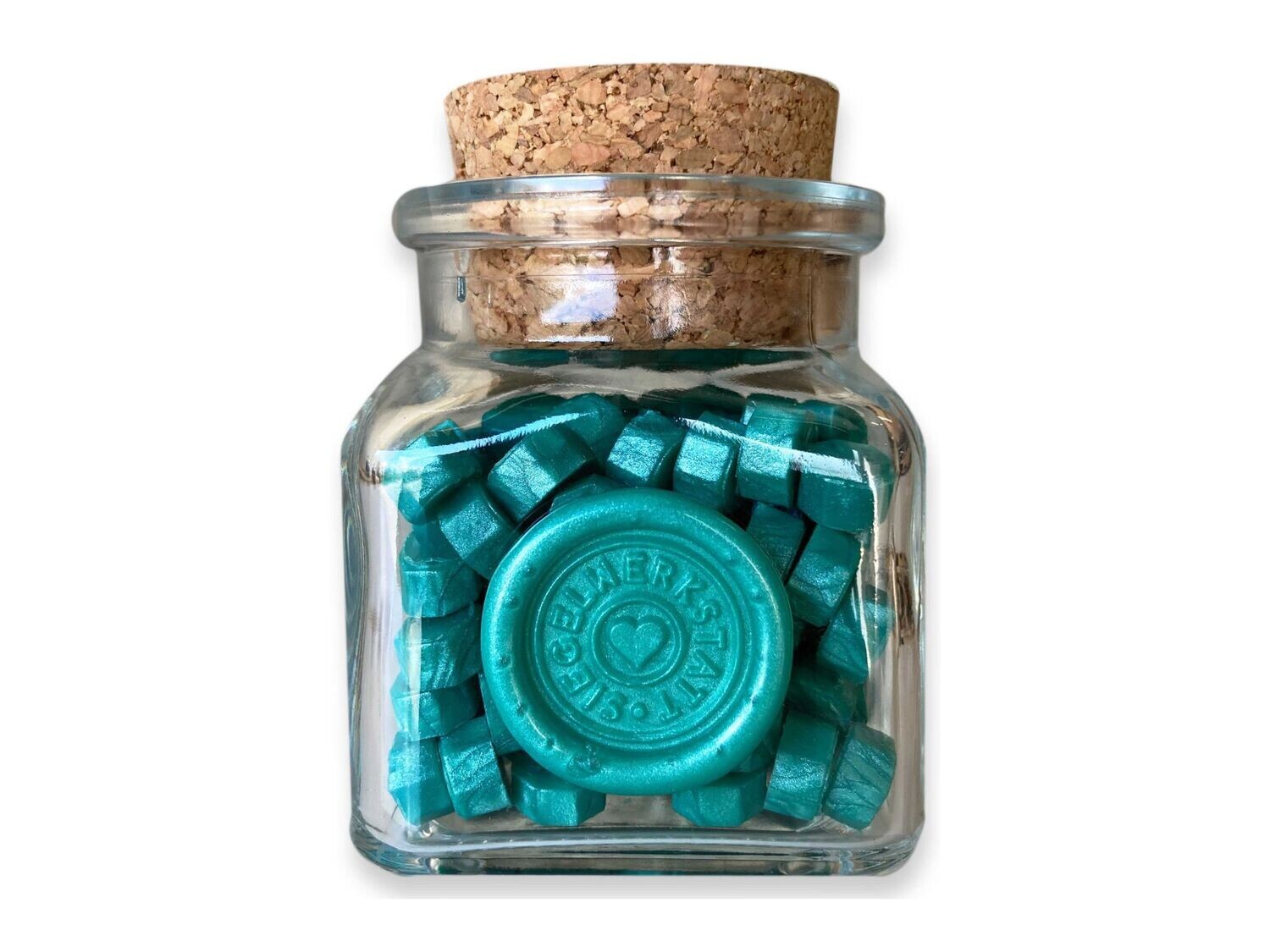 Sealing Wax Beads in Glass Bottle - Turquoise