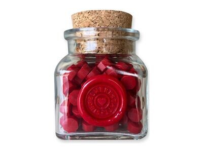 Sealing Wax Beads in Glass Bottle - Red
