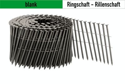 Wire-Collated Coil Nails - 15° - Bright
