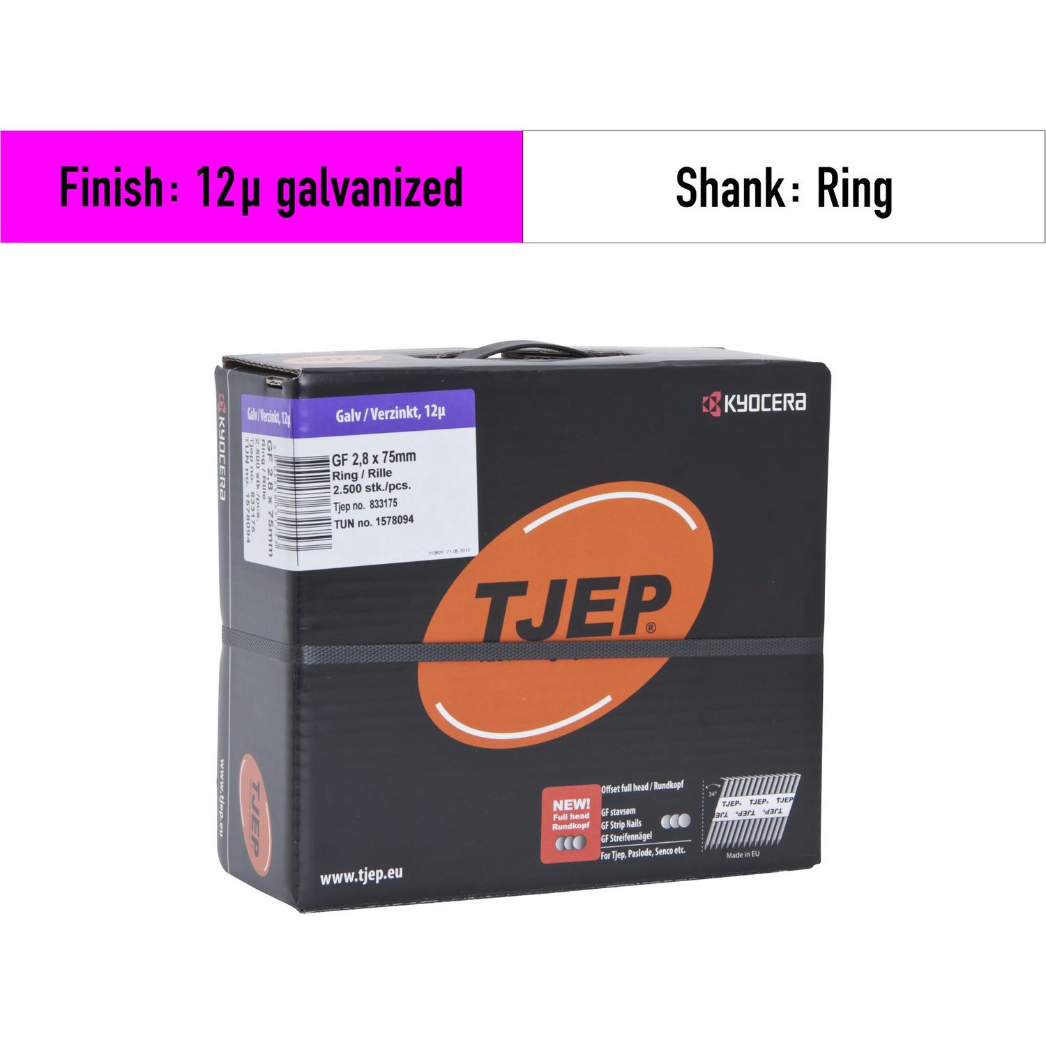 Tjep GF 28/75 Strip Nails - 833175- 12µ galvanized