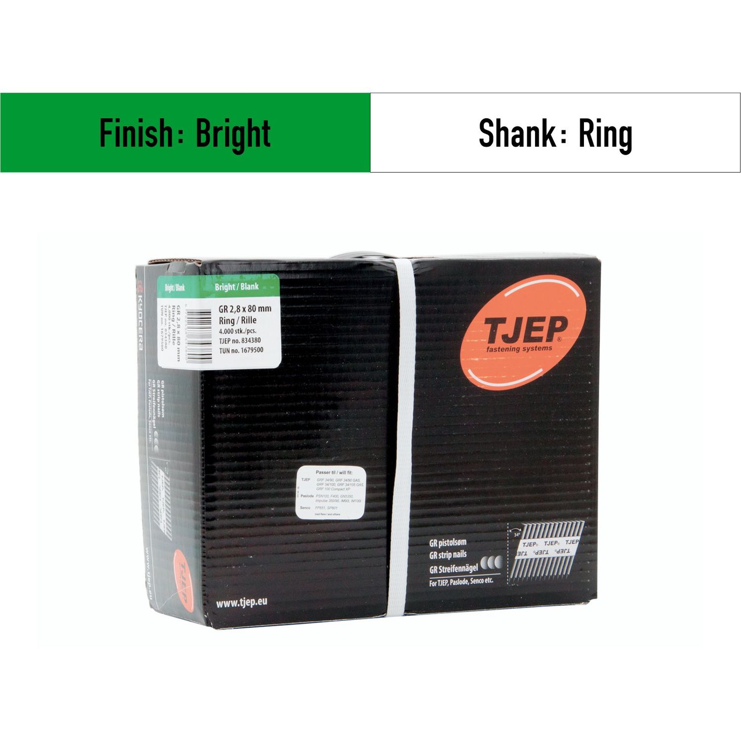 Tjep GR 28/80 Strip Nails - 834380 - bright - ring shank