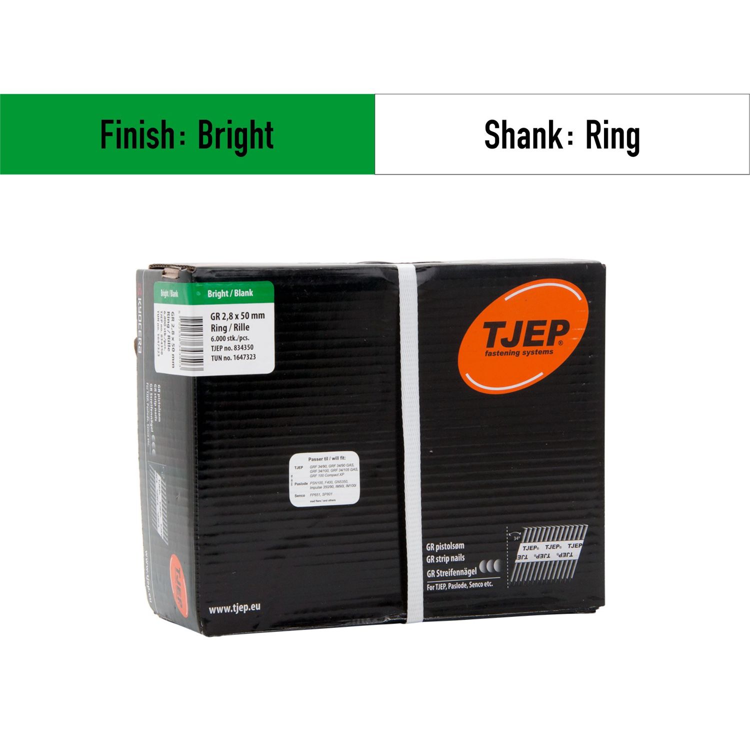 Tjep GR 28/50 Strip Nails - 834350 - bright - ring shank