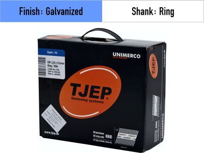 Tjep GR 28/50 Strip Nails - 834150 - galvanized - ring shank