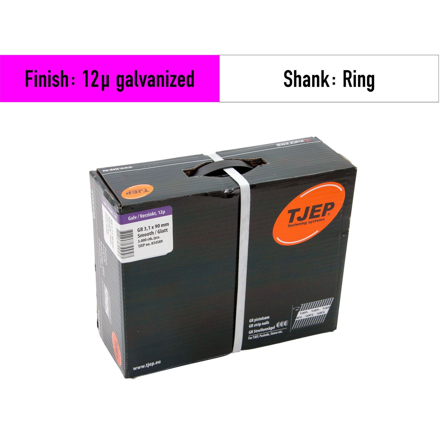 Tjep GR 31/90 Strip Nails - 834589 - 12µ galvanized - smooth shank