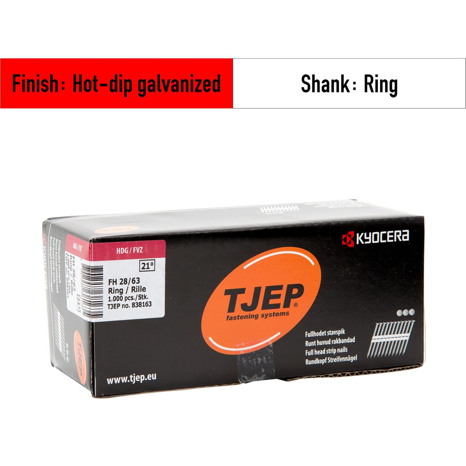 Tjep FH 28/63 Strip Nails - 838163 - hot-dip galvanized - ring shank