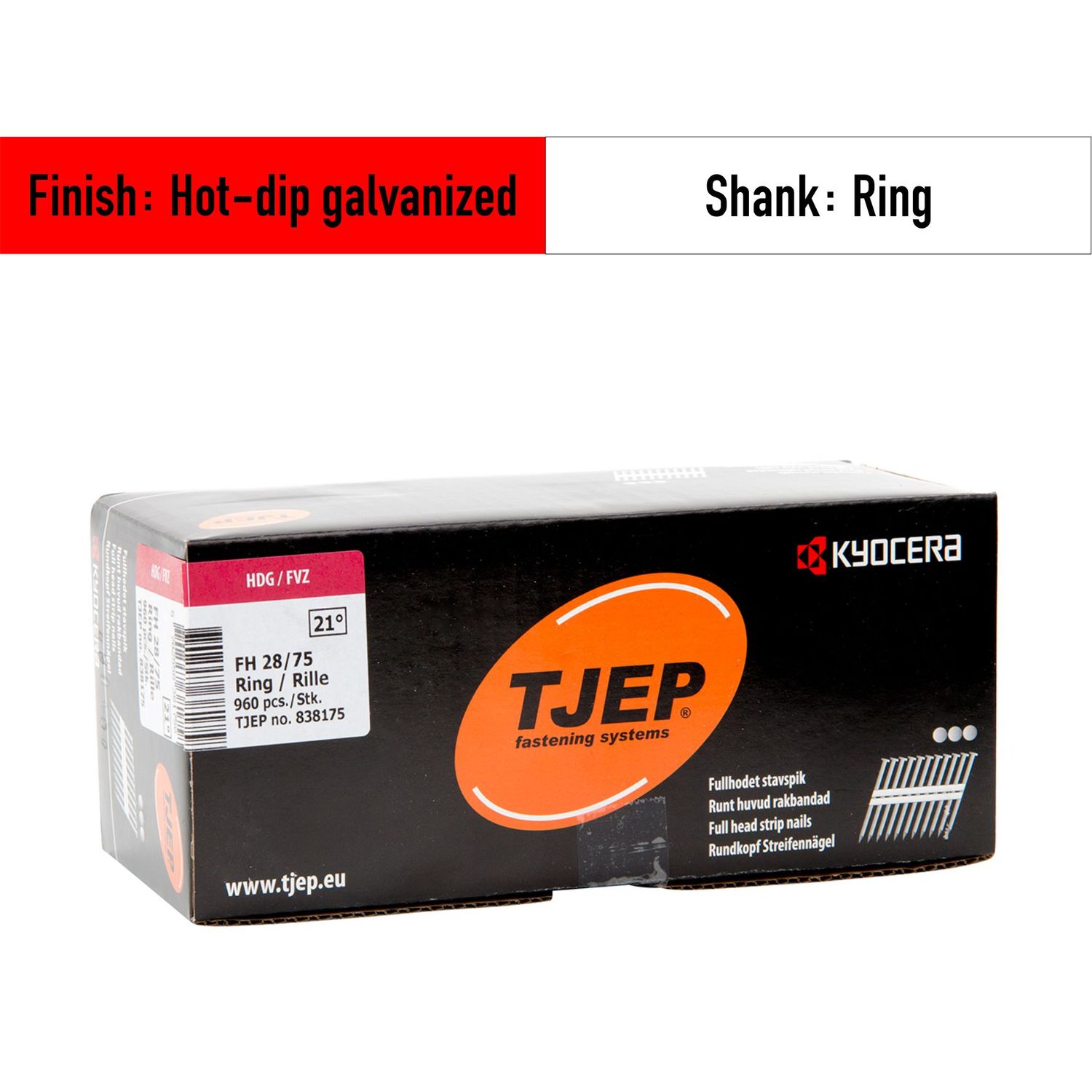 Tjep FH 28/75 Strip Nails - 838175 - hot-dip galvanized - ring shank