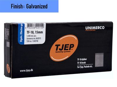 Tjep TF-18 Brad Nail - 15 mm - 842015 - Galvanized