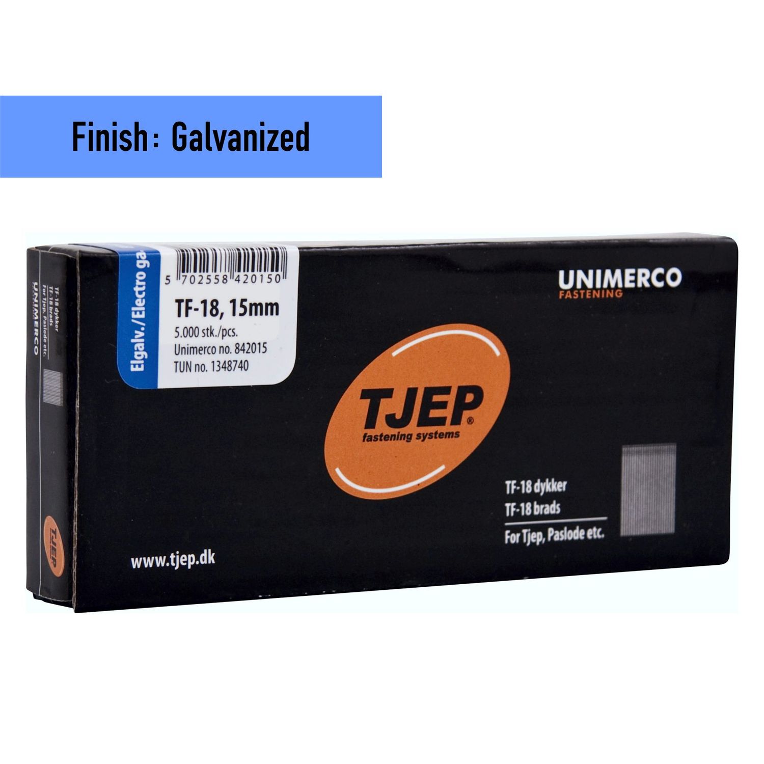 Tjep TF-18 Brad Nail - 15 mm - 842015 - Galvanized