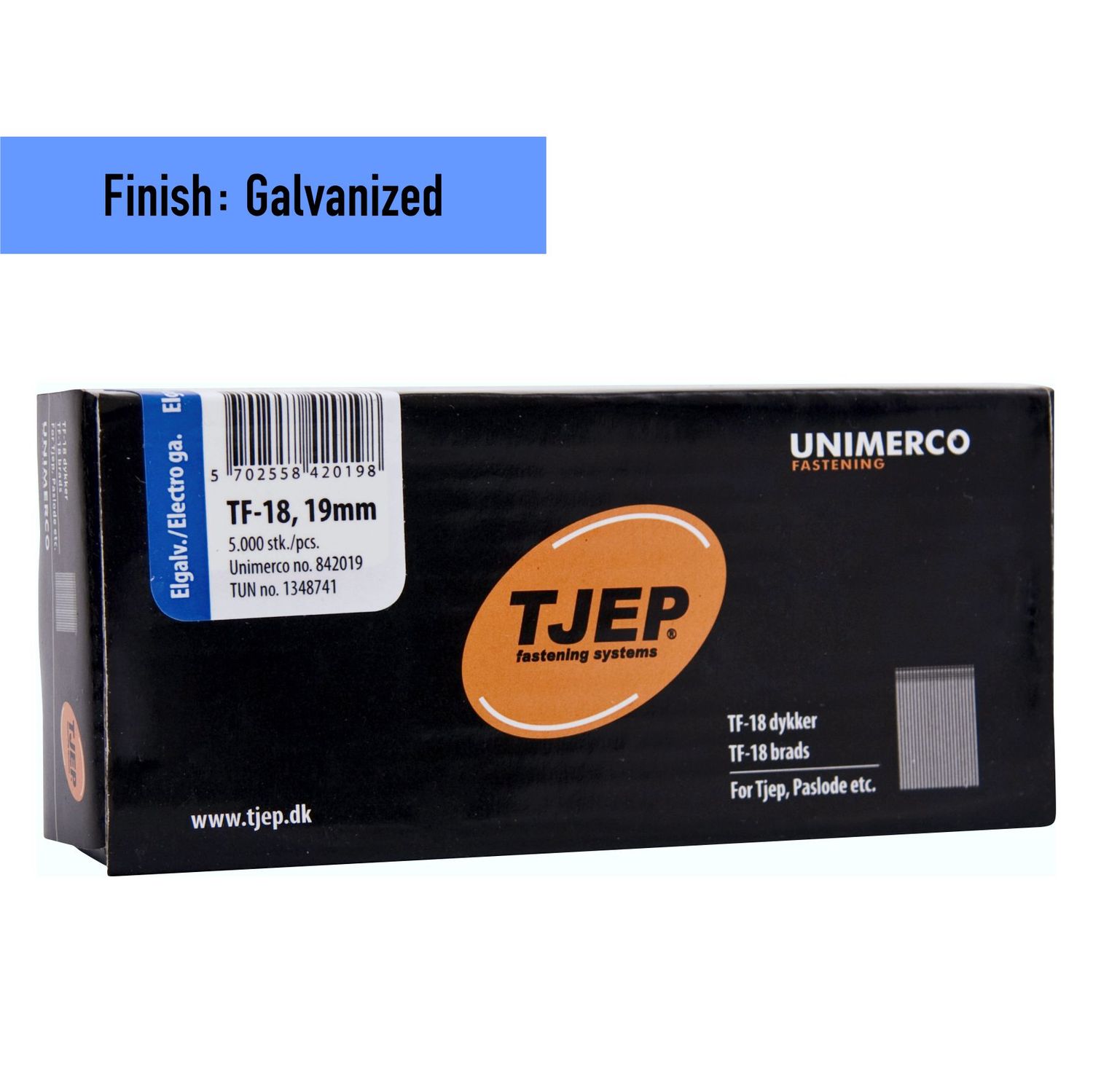 Tjep TF-18 Brad Nail - 19 mm - 842019 - Galvanized