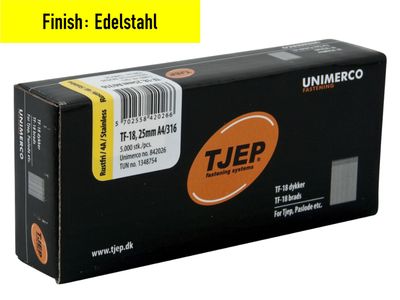 Tjep TF-18 Brad Nail - 25 mm - 842026 - Stainless steel