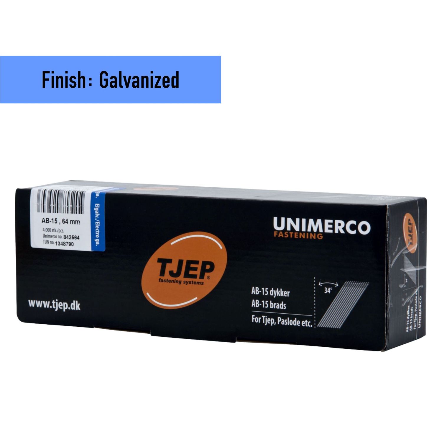 Tjep AB-15/64 Finish Nail - 64 mm - 842564 - Galvanized