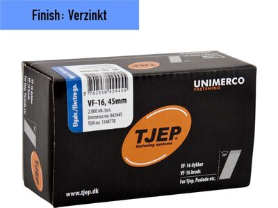 Tjep VF-16/45 Brad Nail - 45 mm - 842445 - Galvanized