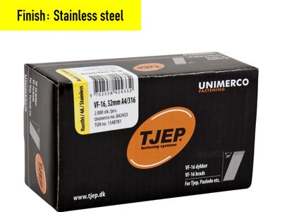 Tjep VF-16/32 Brad Nail - 32 mm - 842433 - Stainless Steel V4A