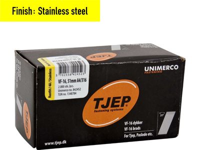 Tjep VF-16/51 Brad Nail - 51 mm - 842452 - Stainless Steel V4A