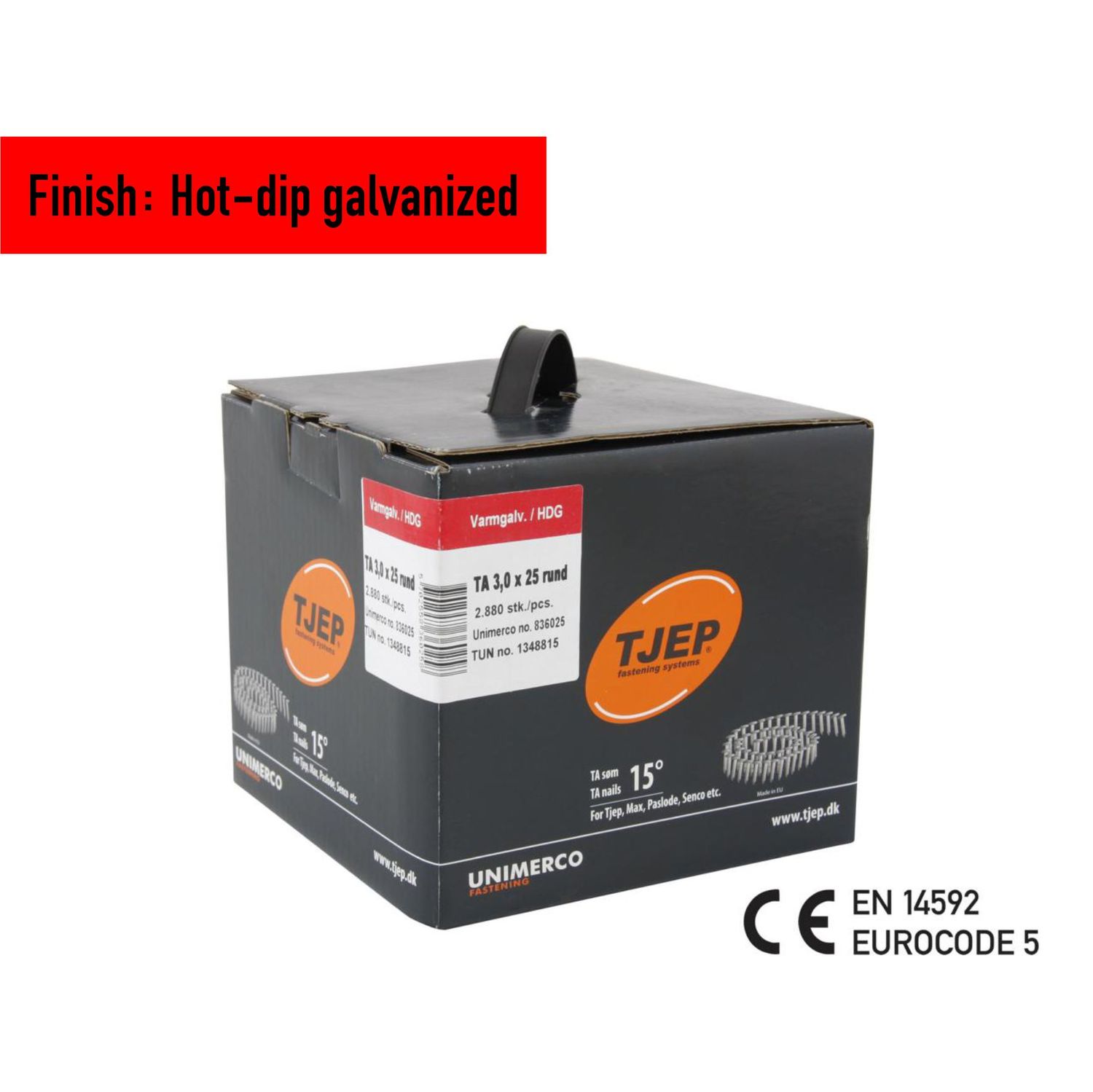 Tjep TA 30/25 roofing nail - 25 mm - 836025 - Hot-dip galvanized