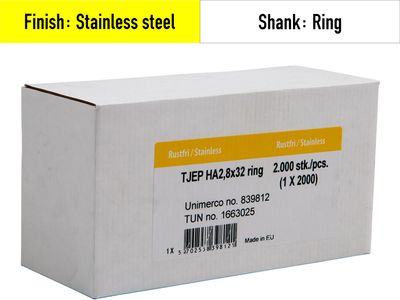 Tjep HA 2.8x32 haften nail - 32 mm - 839812 - Stainless steel V2A