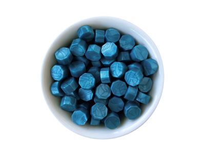 Sealing Wax Beads in Glass Bottle - Cyan Blue