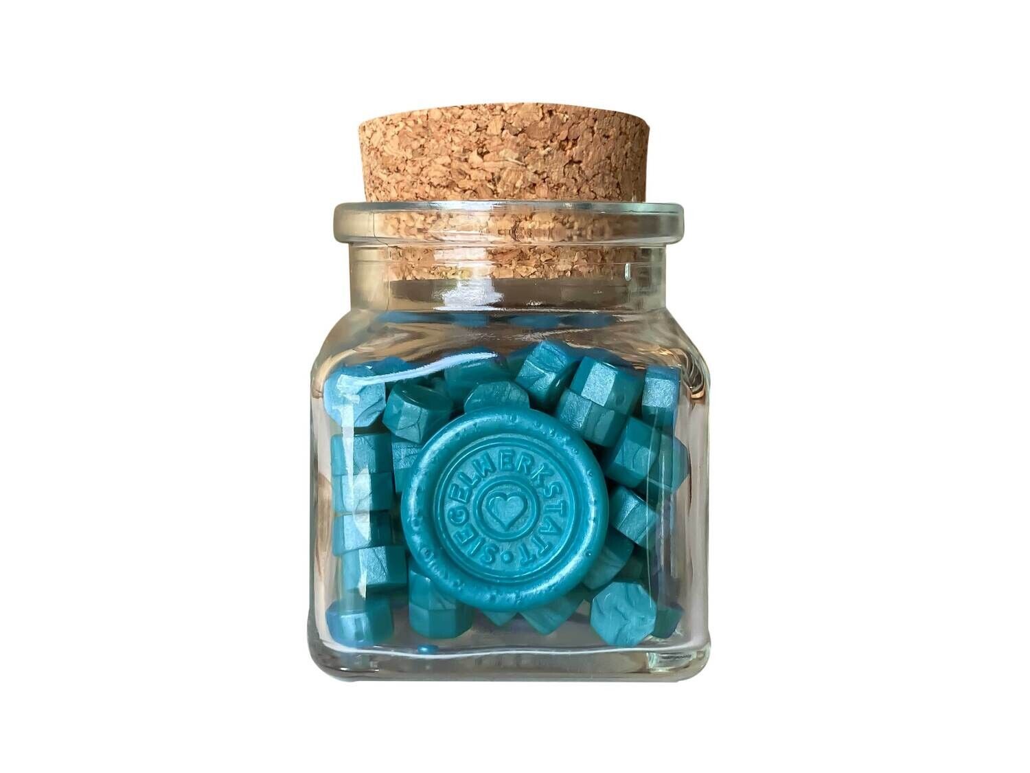 Sealing Wax Beads in Glass Bottle - Cyan Blue
