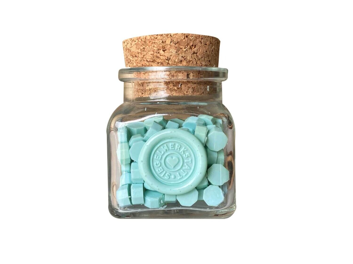 Sealing Wax Beads in Glass Bottle - Pale Turquoise