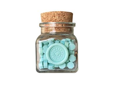 Sealing Wax Beads in Glass Bottle - Pale Turquoise