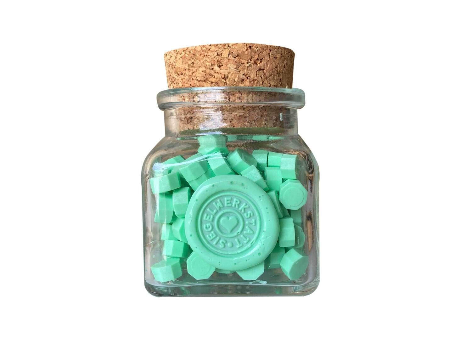 Sealing Wax Beads in Glass Bottle - Pale Green