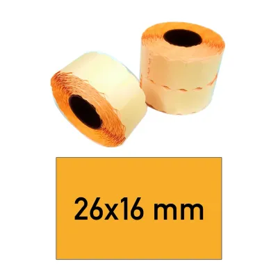 Price tags 26x16 mm orange rectangular