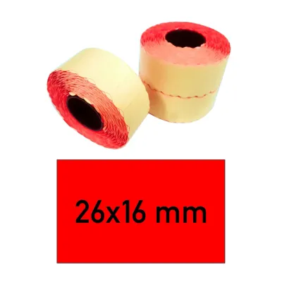 Price tags 26x16 mm red rectangular