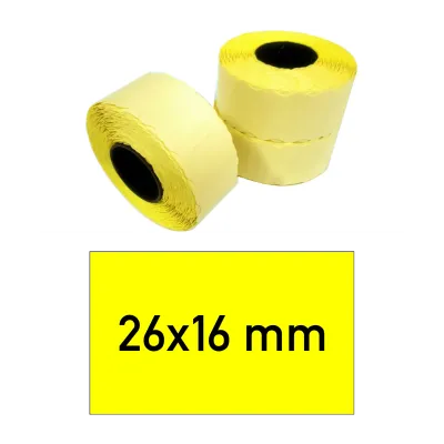 Price tags 26x16 mm yellow rectangular