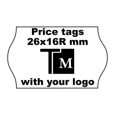 Price tags 26x16 mm with logo