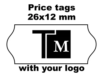 Price tags 26x12 mm with logo