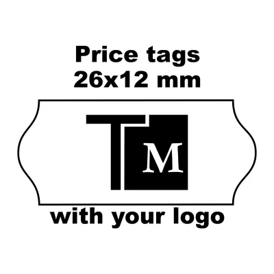 Price tags 26x12 mm with logo