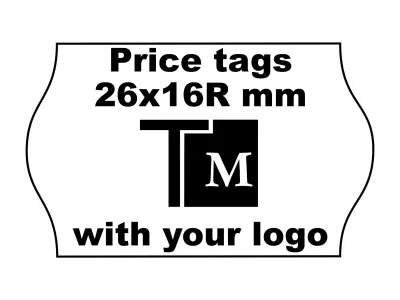 Price tags 26x16 mm with logo