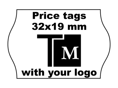 Price tags 32x19 mm with logo