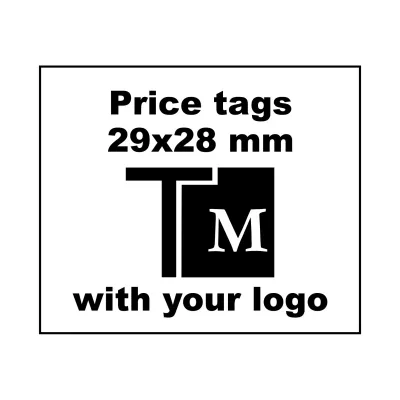 Price tags 29x28 mm with logo